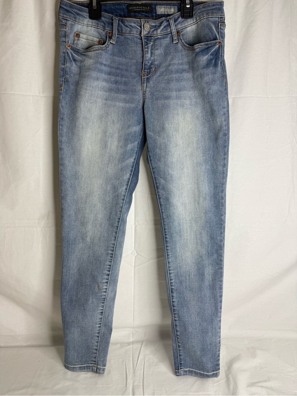 Aeropostale Jegging Slim Blue Light Wash Stretch 5-Pocket Button Zip Jeans